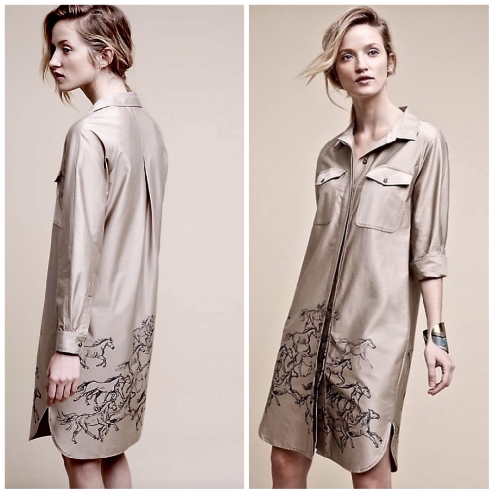 Anthropologie Maeve Stampede Equine Shirtdress